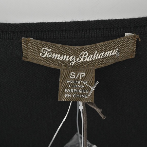 TOMMY BAHAMA Pickford Sweater Dress Size S Shift Embroidered Black Blue Elegant - Picture 7 of 13